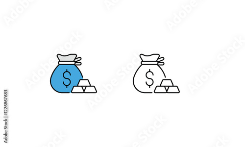 Money Bag icon vector set