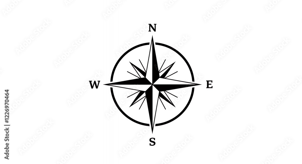 Simple Black Compass Rose Navigation Graphic Design Simple Black Compass Rose Navigation Graphic Design