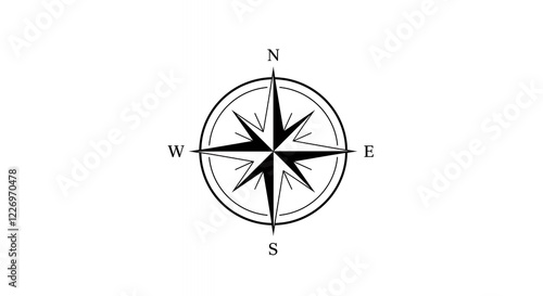 Simple Black Compass Rose Graphic Design Image