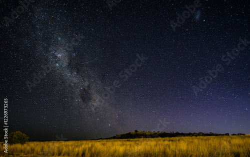 The night sky and Milky Way Galaxy with satellites photo