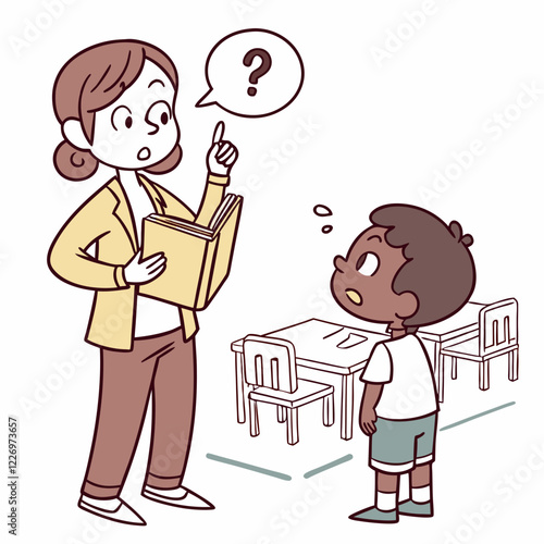 Teacher and Student Questioning in Classroom Illustration