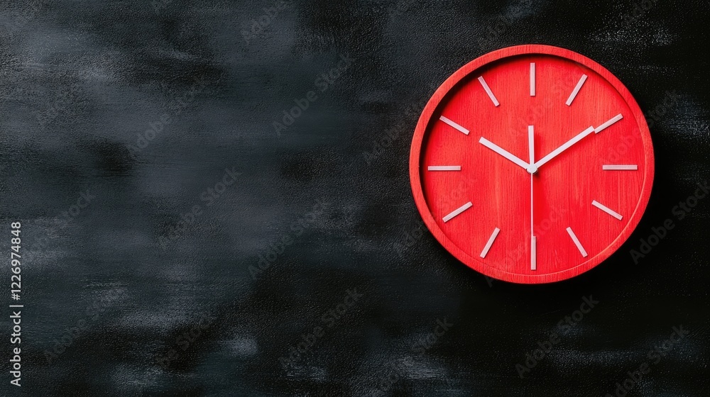 custom made wallpaper toronto digitalRed Wooden Wall Clock Displaying Time Against Dark Textured Background in Modern Home Interior