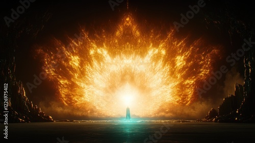 Spectacular Fiery Explosion of Light Creating a Dazzling Display of Colors in an Enigmatic Scene