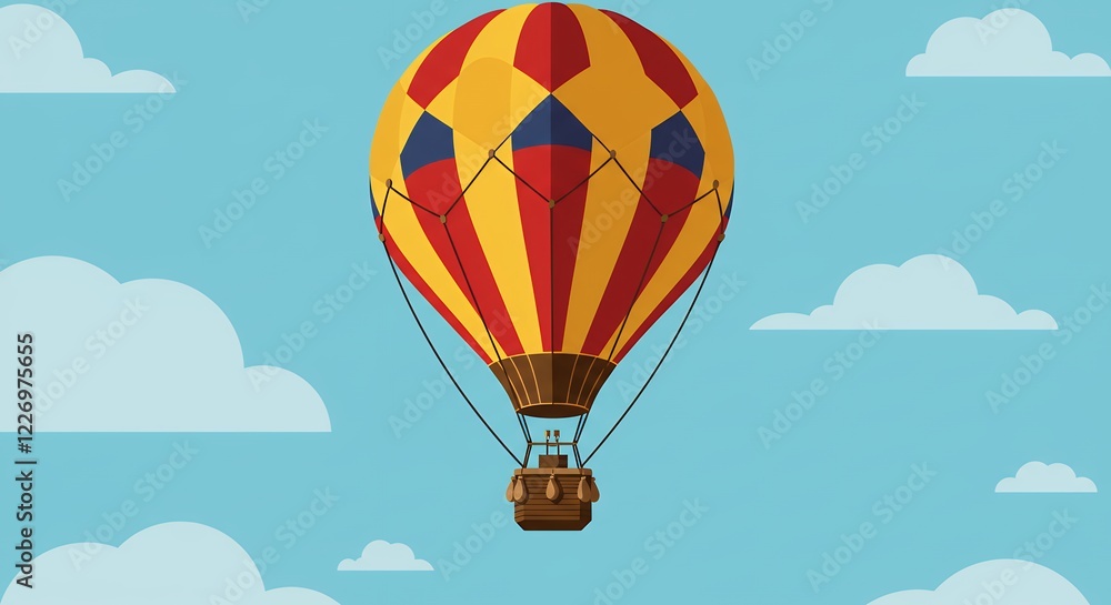 Obraz premium Hot Air Balloon Adventure in a Blue Sky