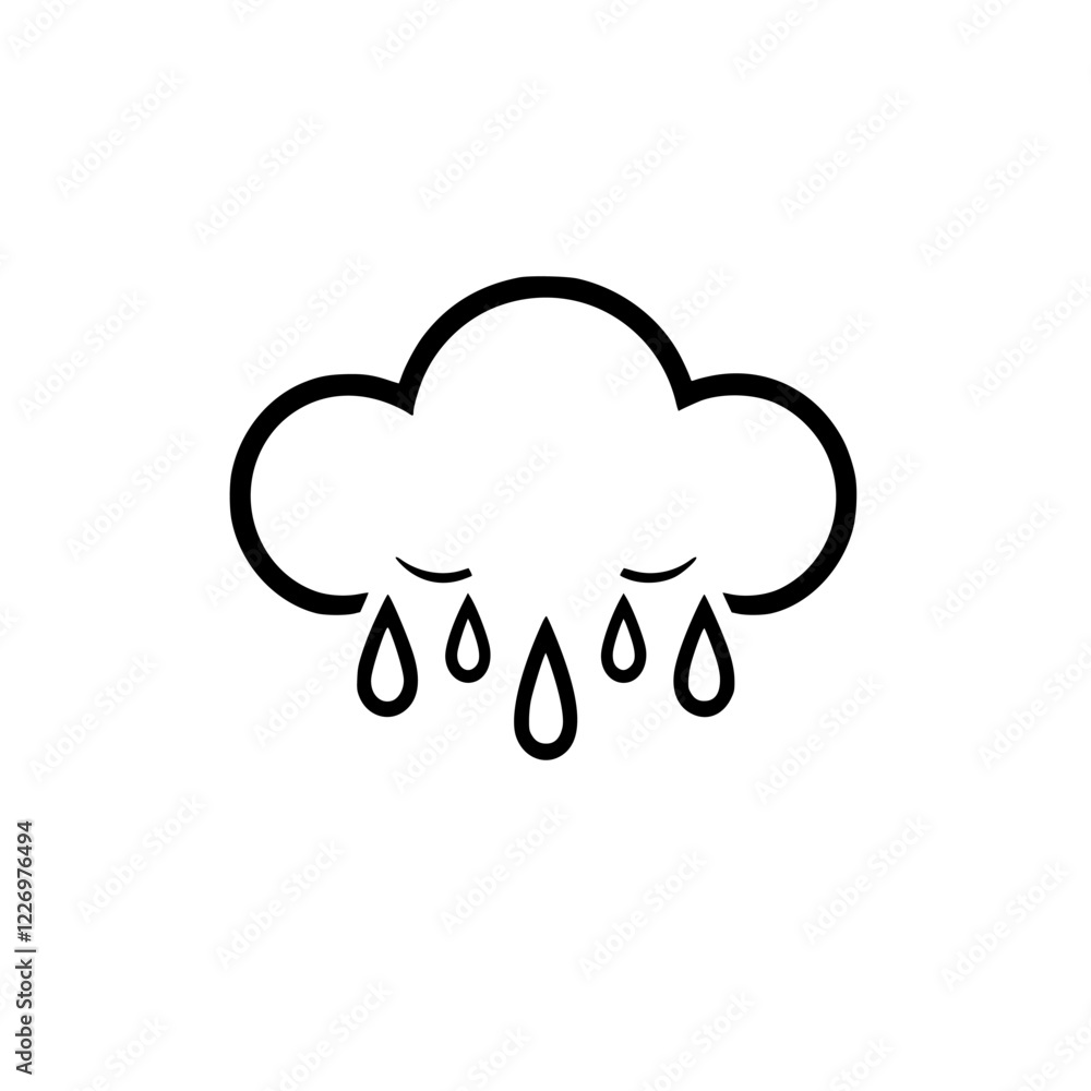 Sad Cloud Crying Rain: Minimalist Weather Icon Design Sad Cloud Crying Rain: Minimalist Weather Icon Design