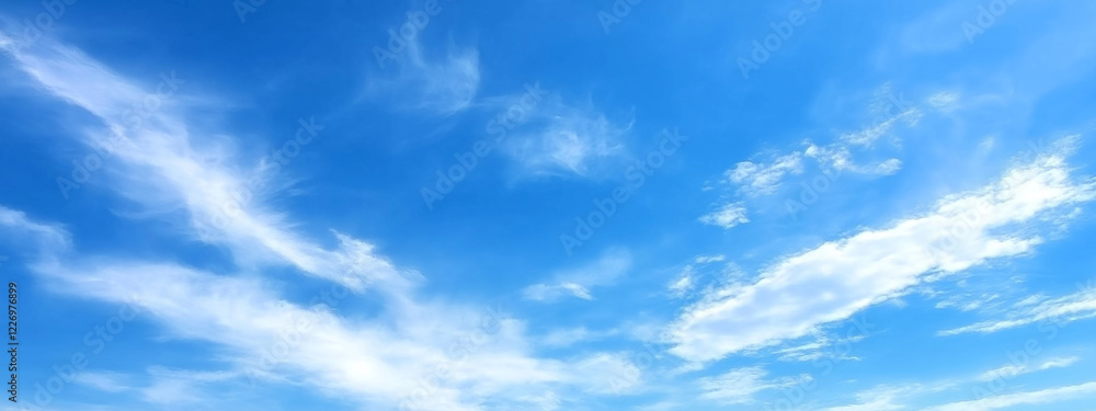 Obraz premium Blue Sky with White Fluffy Clouds, summer sky, spring season, blue sky with white cloud background, white cloud on blue sky, blue sky background with clouds, blue sky with clouds, Generative Ai