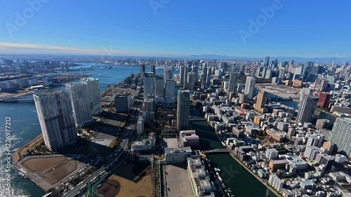 4K・東京風景・空撮　月島　晴海
