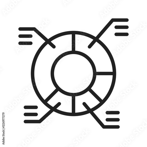 Marked Donut Chart icon vector image. Suitable for mobile apps, web apps and print media.