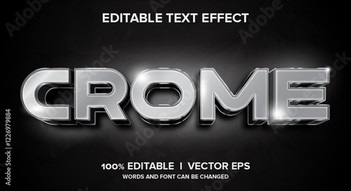 crome 3d vector text effect with modern style design