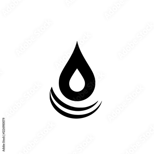 Water Drop Icon: Abstract Nature Symbol, Liquid, Pure, Clean, Refreshment, Hydration, H2O