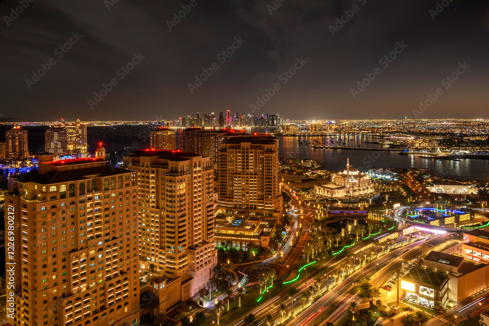 Doha, Qatar - December 20, 2024: Pearl Qatar yacht marina view - the Porto Arabia Doha, Qatar - December 20, 2024: Pearl Qatar yacht marina view - the Porto Arabia