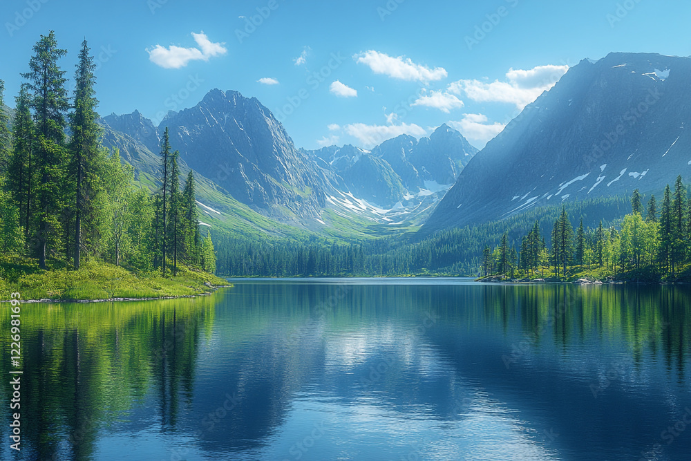 Serene Mountain Lake Reflecting Majestic Peaks Serene Mountain Lake Reflecting Majestic Peaks