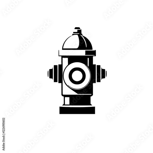 Black and white vector illustration of a fire hydrant. A simple and iconic design representing urban safety and emergency water access.