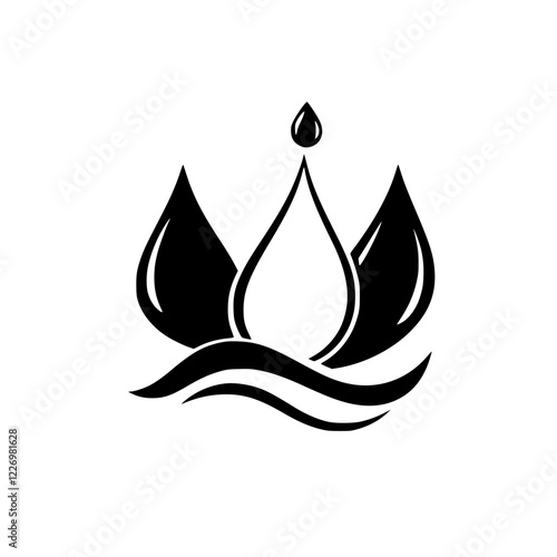 Water Drop Waves: Abstract Nature Symbol, Eco-Friendly Design, Clean and Pure Liquid Illustration