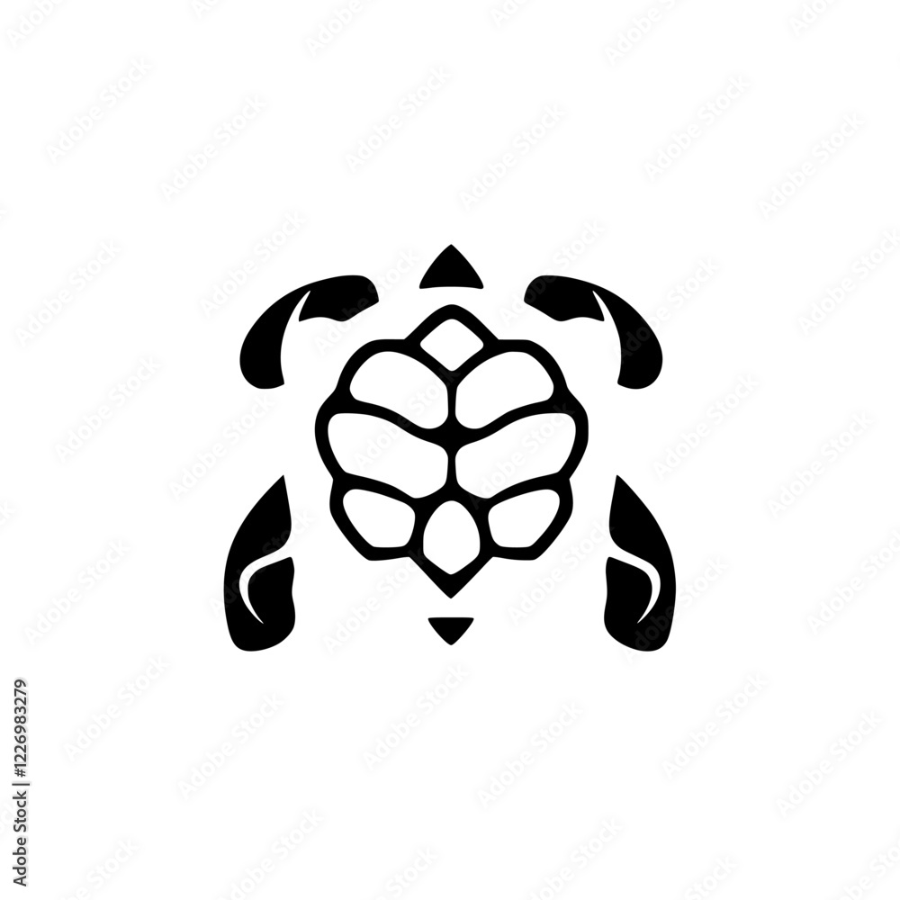 Obraz premium Elegant Turtle Logo: Black and White Sea Turtle Vector Icon. Perfect for marine wildlife, nature, and ocean-themed designs.