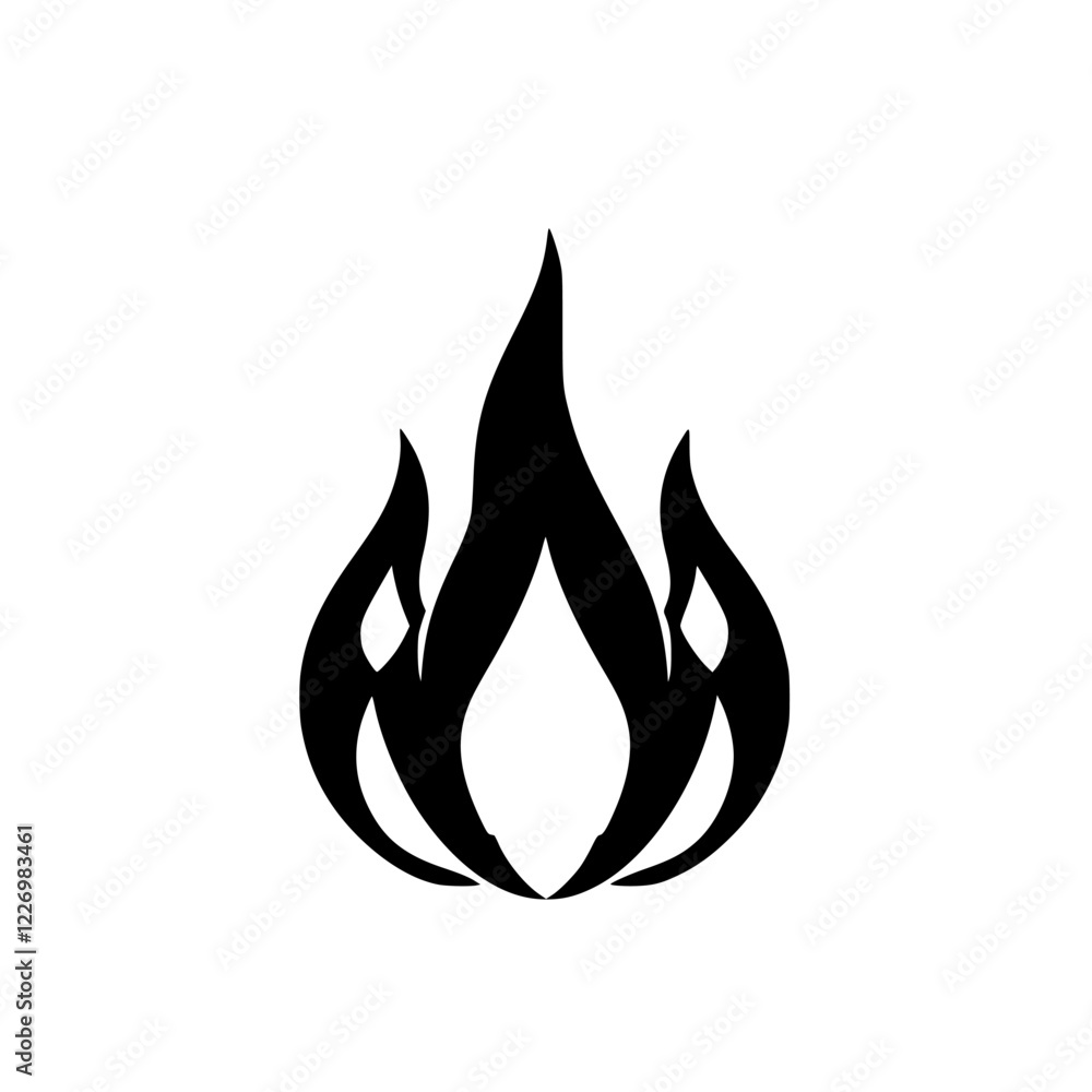 Fiery Black and White Flame Design: A Bold Vector Graphic Icon Fiery Black and White Flame Design: A Bold Vector Graphic Icon