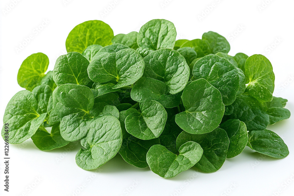 Fototapeta premium A vibrant cluster of fresh green watercress leaves
