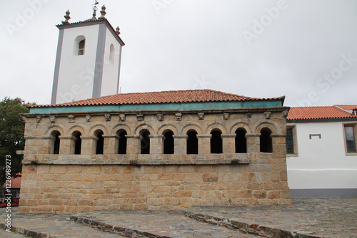 romanesque hall (domus municipalis) and st mary church in bragança in portugal photo