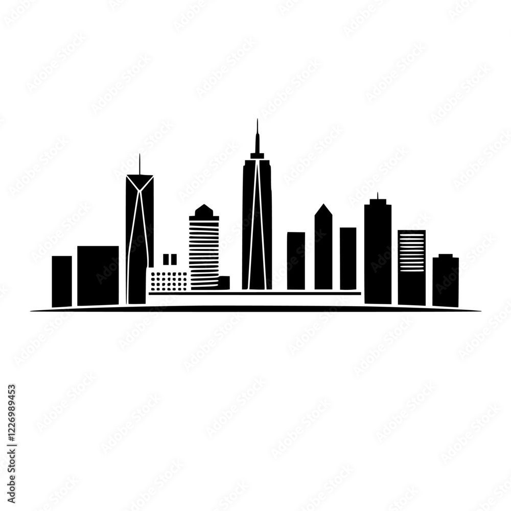 Naklejka premium Majestic City Skyline: A Panoramic View of Modern Architecture and Urban Development