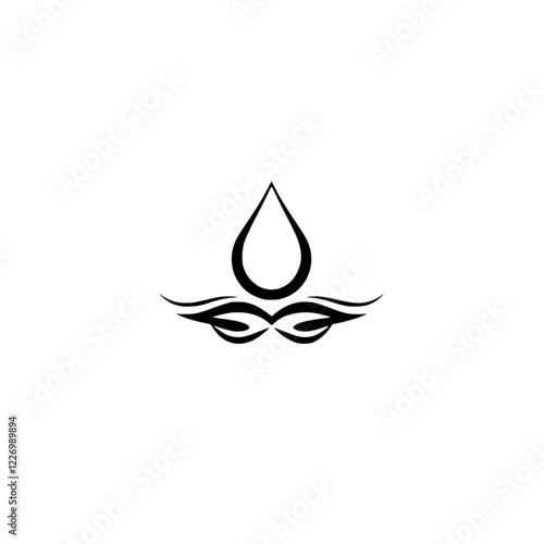 Abstract Water Drop Logo Design: Minimalist Black and White Icon, Simple and Elegant Symbol for Branding