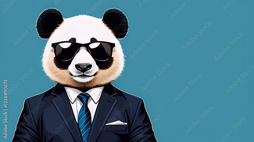 Cool business animal in sunglasses and suit, cute bear, funny animal Cool business animal in sunglasses and suit, cute bear, funny animal