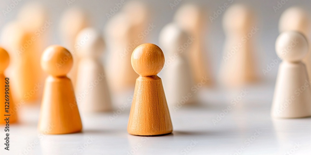leadership development concept. Wooden Figures in Soft Focus on Light Background leadership development concept. Wooden Figures in Soft Focus on Light Background