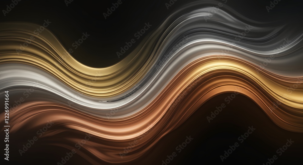 Abstract Gold Silver Bronze Waves Digital Art Print Abstract Gold Silver Bronze Waves Digital Art Print
