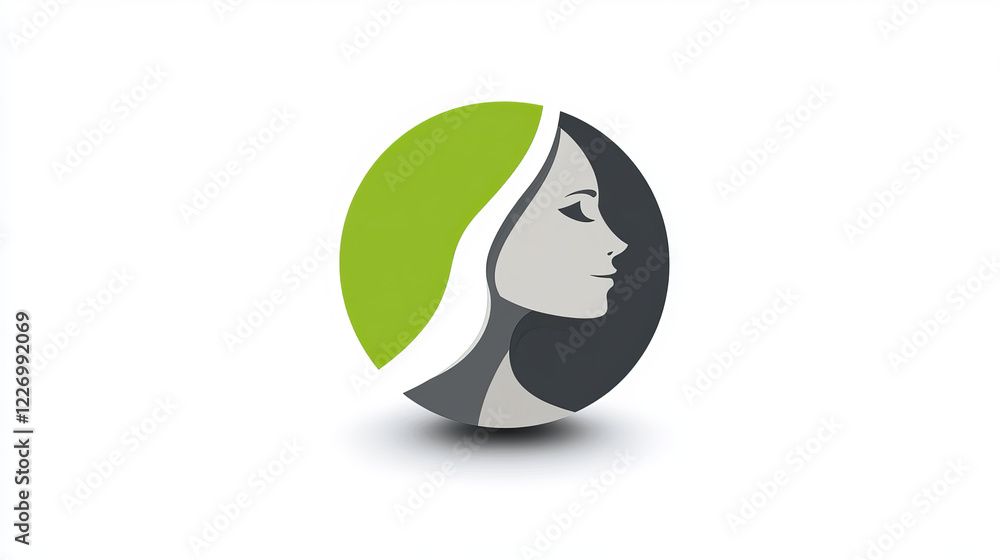 Abstract green and grey symbol logo with shadow on white background for design Abstract green and grey symbol logo with shadow on white background for design