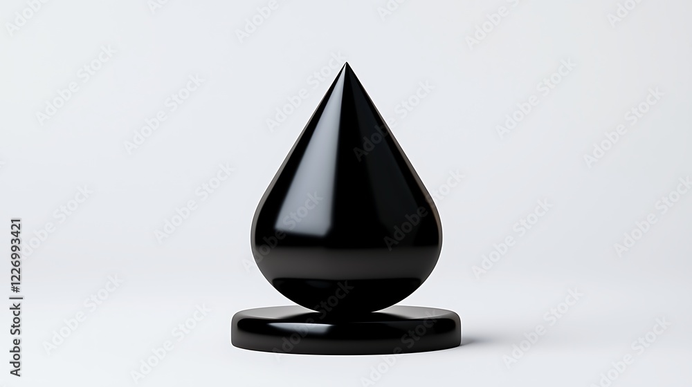 Black Glossy Oil Drop On White Background 3D Render Black Glossy Oil Drop On White Background 3D Render