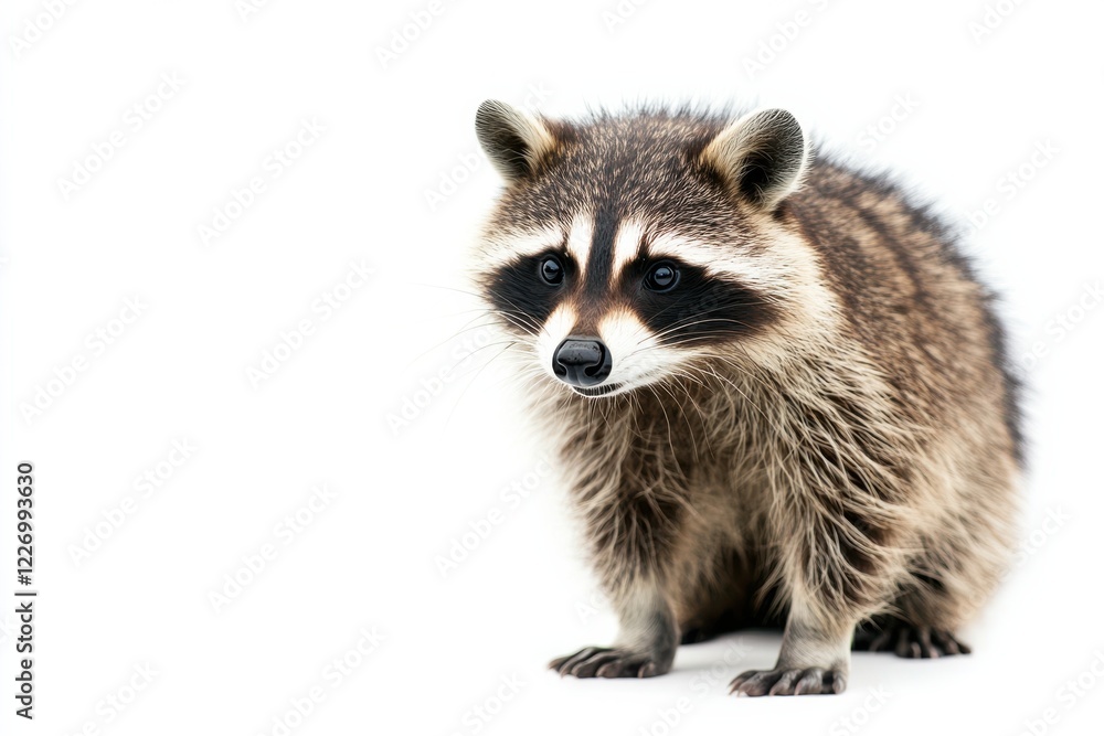 Curious raccoon on white background Curious raccoon on white background