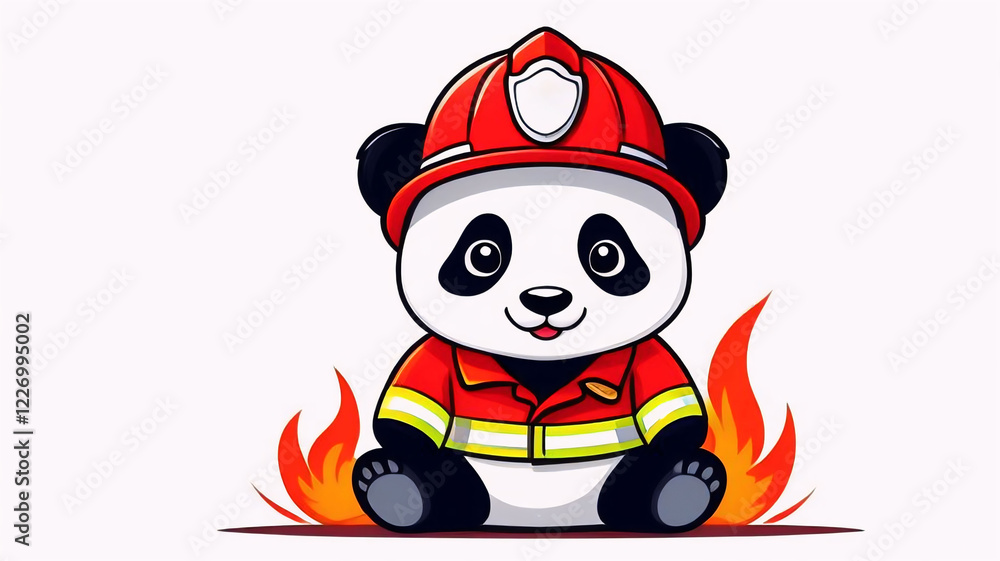 Firefighter panda, cute bear, funny animal