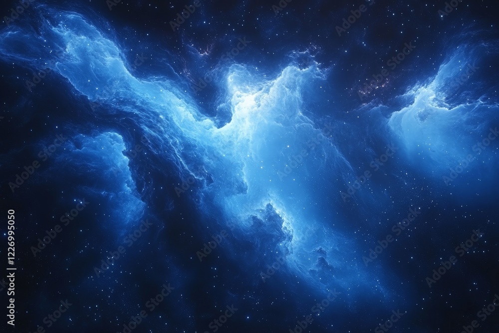 Obraz premium Celestial blue nebula with swirling clouds of gas and stars in the vast night sky