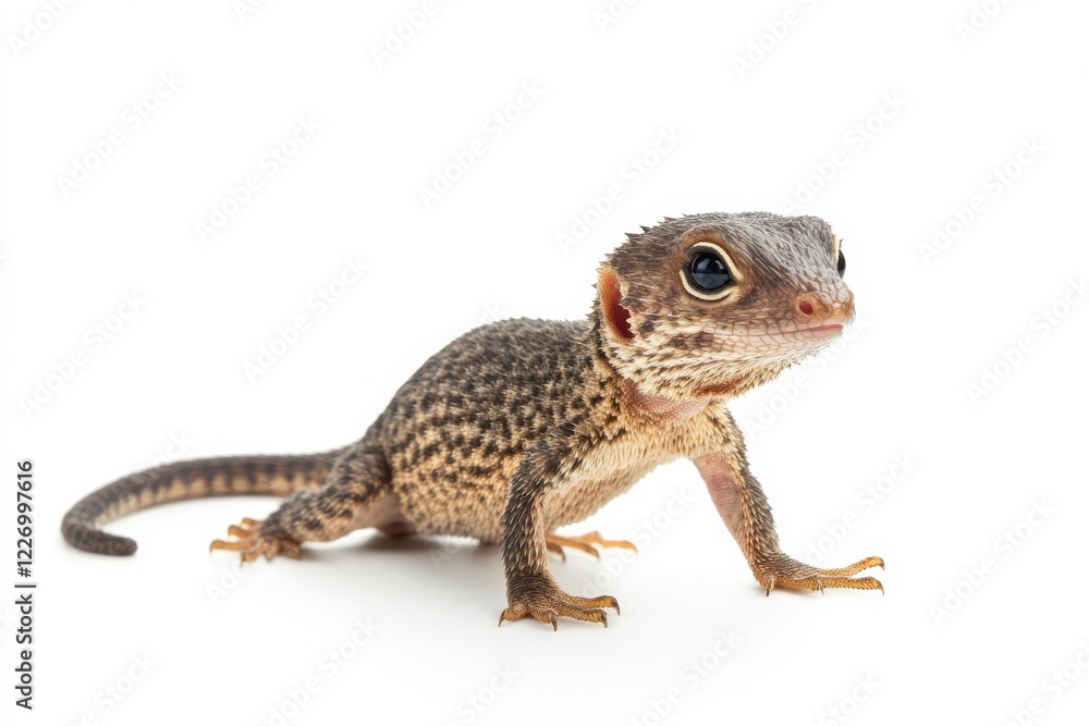 Naklejka premium Adorable baby lizard on white background
