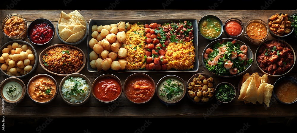 Fototapeta premium Assorted Indian Dishes and Condiments in Small Bowls