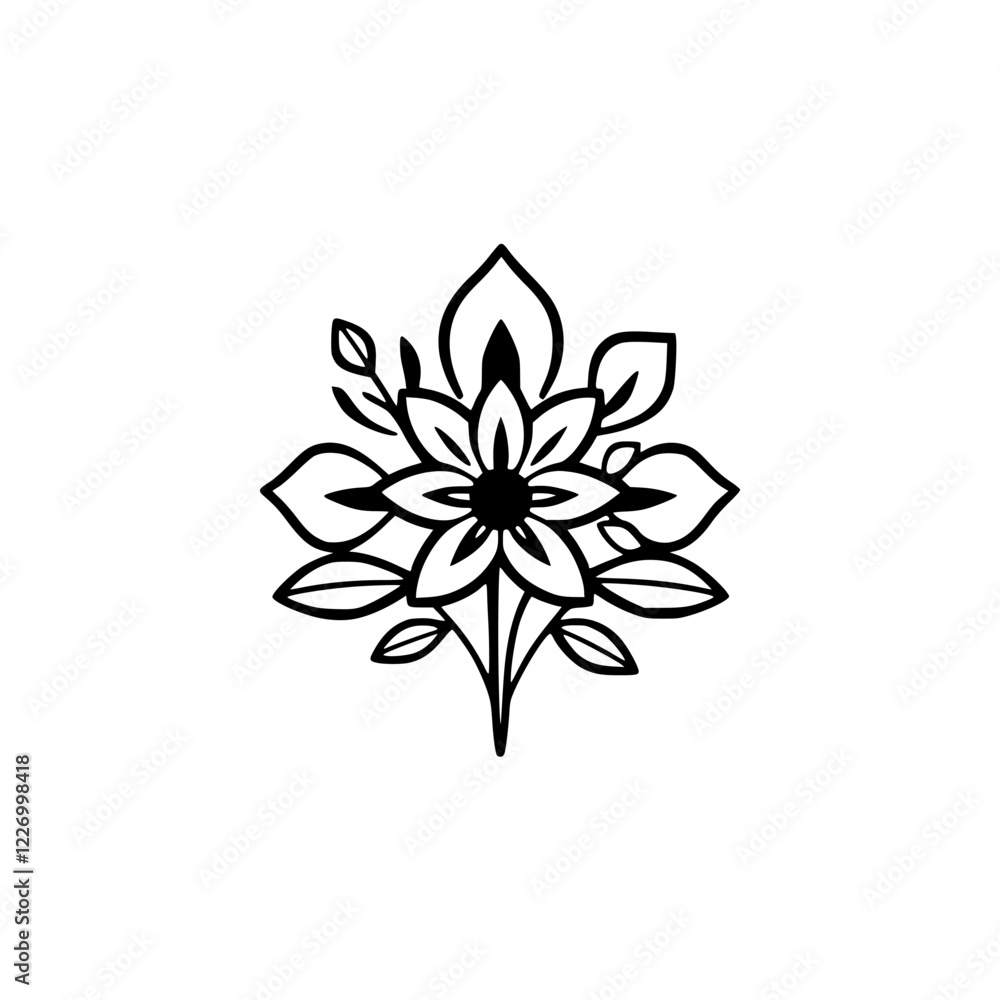 Elegant Black and White Floral Bouquet Line Art: Botanical Illustration, Simple Flower Design, Minimalist Nature Graphic Elegant Black and White Floral Bouquet Line Art: Botanical Illustration, Simple Flower Design, Minimalist Nature Graphic