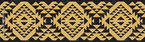 Ethnic pattern with geometric tribal border ornament.