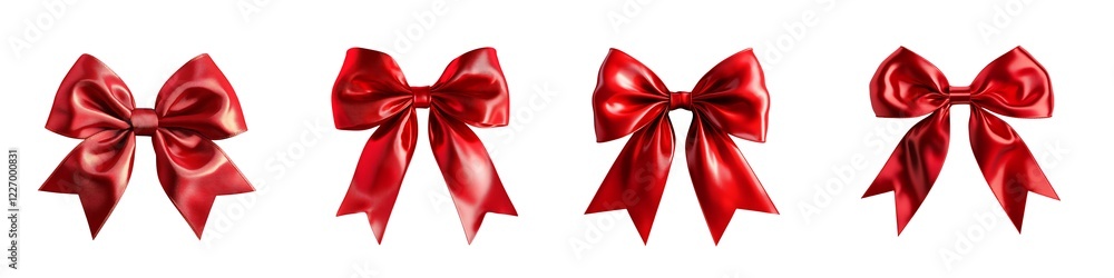 Set of Red Satin Bow Isolated on Transparent Background Set of Red Satin Bow Isolated on Transparent Background