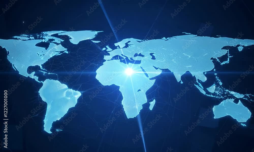blue global network animation with pulsing nodes blue global network animation with pulsing nodes