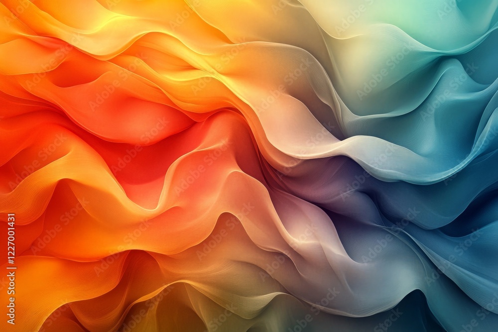 Obraz premium Vibrant waves of color blend together in a mesmerizing visual display of warmth and coolness
