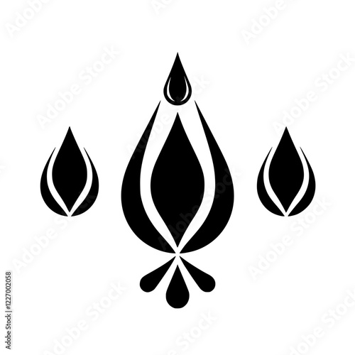 Abstract Water Drop Design: Minimalist Black and White Graphic Symbol