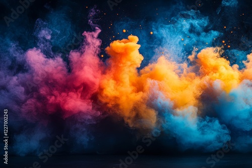 Wallpaper Mural Colorful smoke swirls create an artistic display in vibrant hues during nighttime Torontodigital.ca