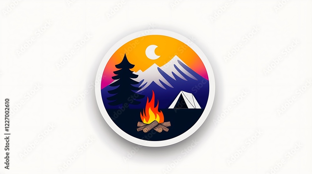 Pixel Art Camping Scene Sunset Mountain Landscape with Campfire Pixel Art Camping Scene Sunset Mountain Landscape with Campfire