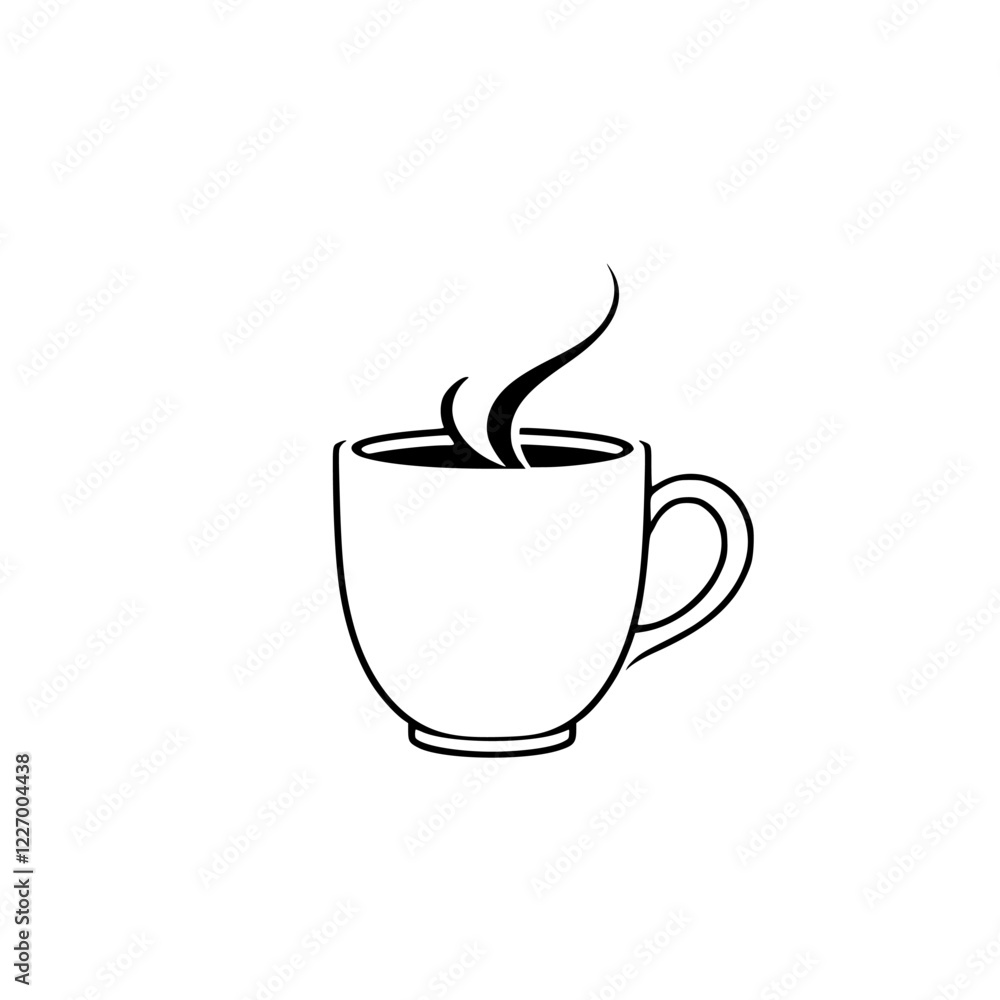 Aromatic Coffee Mug: Simple Vector Illustration of a steaming cup of coffee or tea, perfect for cafe menus, websites, or morning-themed designs. Aromatic Coffee Mug: Simple Vector Illustration of a steaming cup of coffee or tea, perfect for cafe menus, websites, or morning-themed designs.