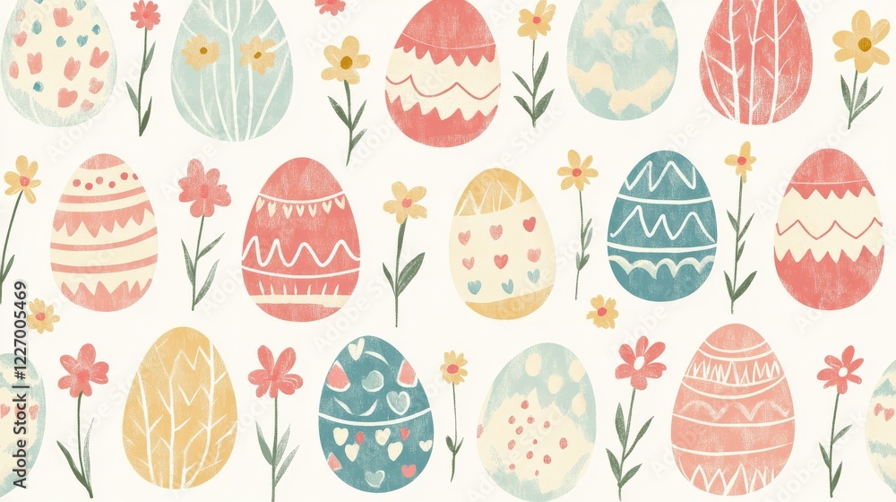Playful Pastel Easter Eggs in Soft Colors on Light Background for Spring Celebrations Playful Pastel Easter Eggs in Soft Colors on Light Background for Spring Celebrations