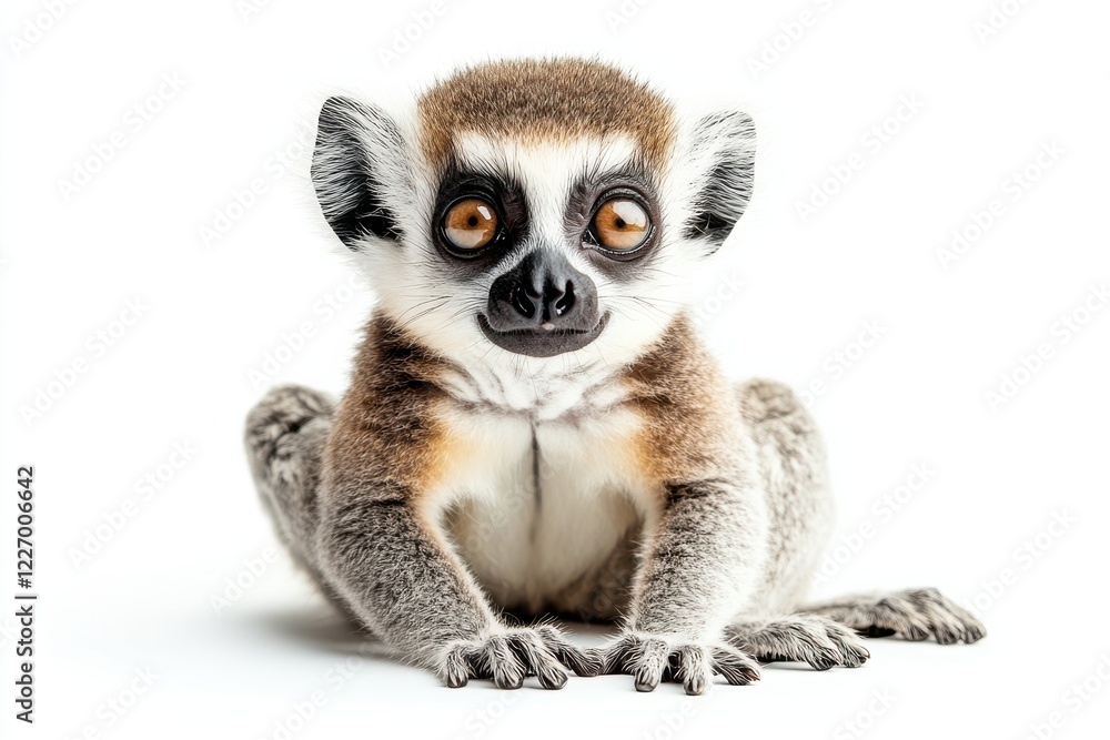 Fototapeta premium Adorable ring-tailed lemur sitting.