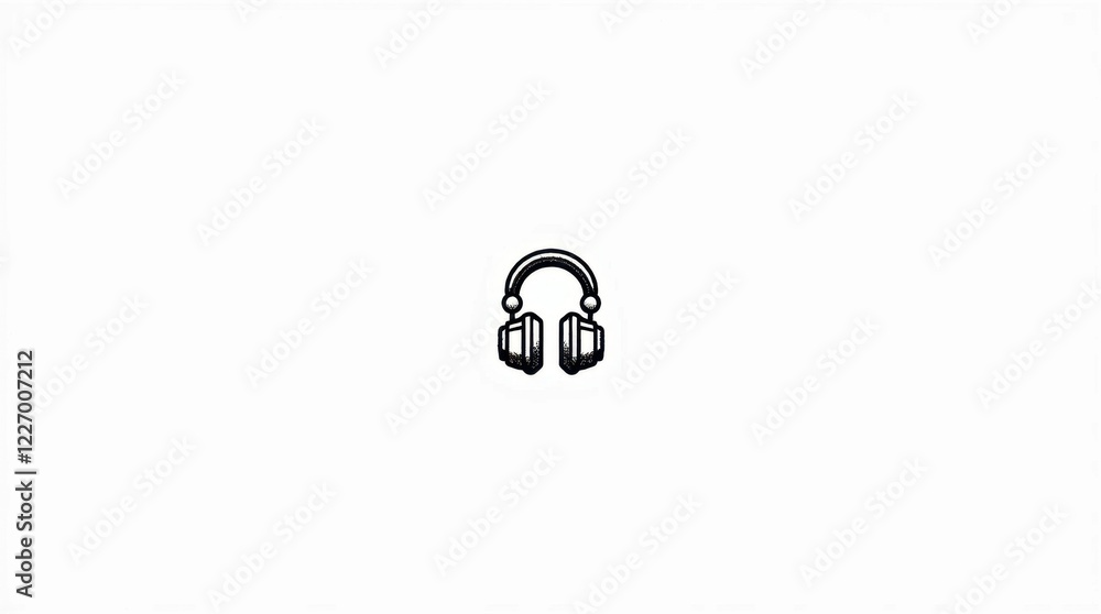 Simple Line Art of Headphones Resting on the Letter F