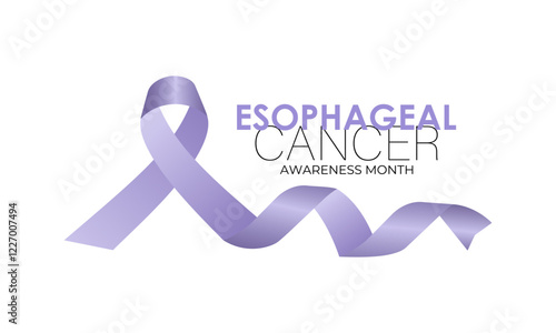 Vector graphic of Esophageal Cancer Awareness Calligraphy banner and Poster Design. Ribbon with periwinkle pattern in realistic detail. Vector illustration. Eps 10.