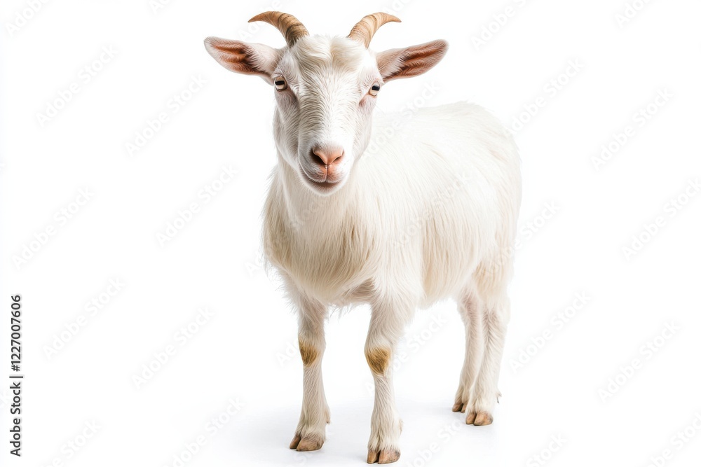 Adorable white goat on white background Adorable white goat on white background
