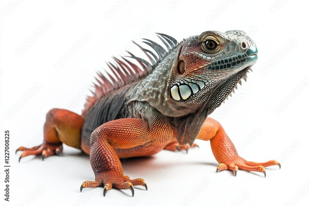 Vibrant Red Iguana on White Background Vibrant Red Iguana on White Background