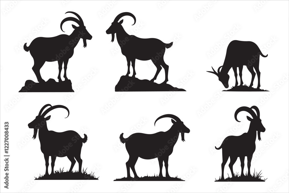 Fototapeta premium Goat Silhouette Vector Collection